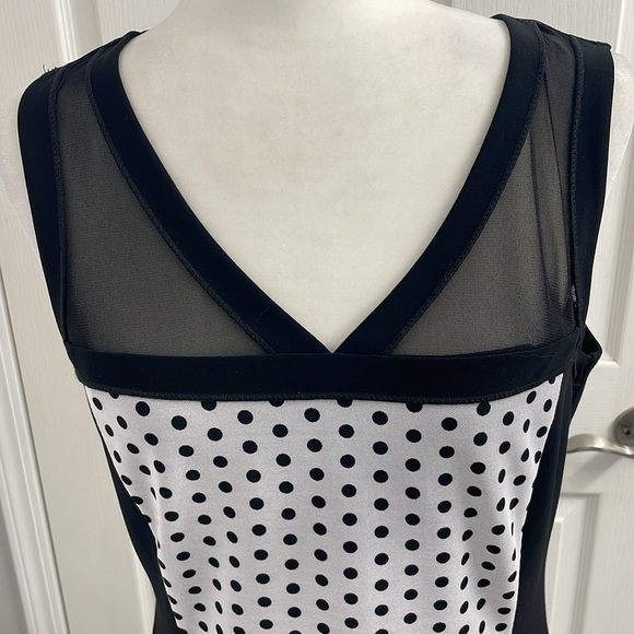 Picadilly Sleeveless Lite Grey/Black Sheath Dress Sheer shoulders & Back Sz.M - Picture 2 of 14